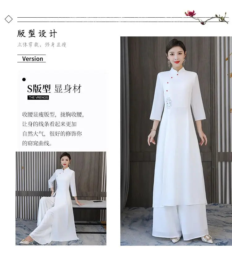 Traditional Vietnam Áo Dài (Vintage dress+pants set), Banquet Evening Dress Vestido