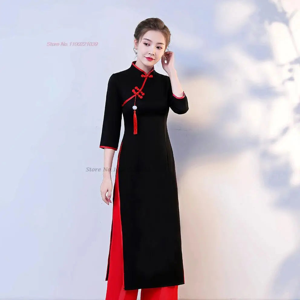 2025 traditional Áo Dài (dress+pants set), banquet evening dress vestido