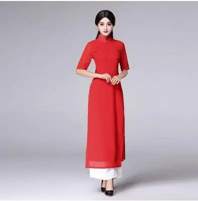 Traditional Vietnam Áo Dài Summer Dress (dress+pants set)