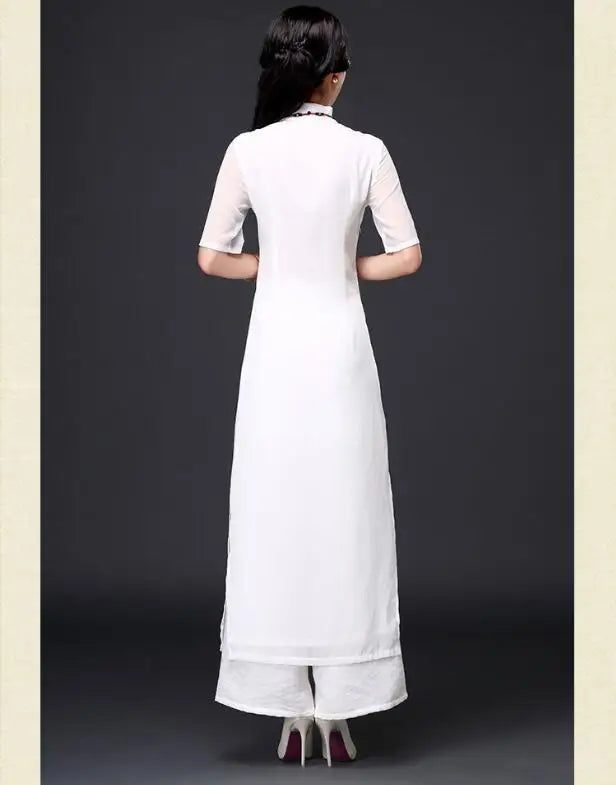 Traditional Vietnam Áo Dài Summer Dress (dress+pants set)