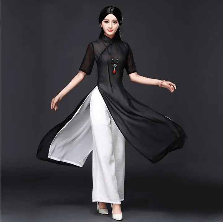 Traditional Vietnam Áo Dài Summer Dress (dress+pants set)