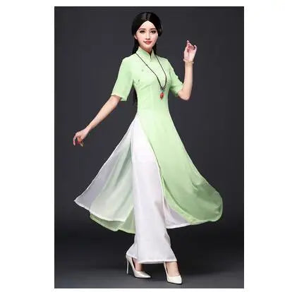 Traditional Vietnam Áo Dài Summer Dress (dress+pants set)