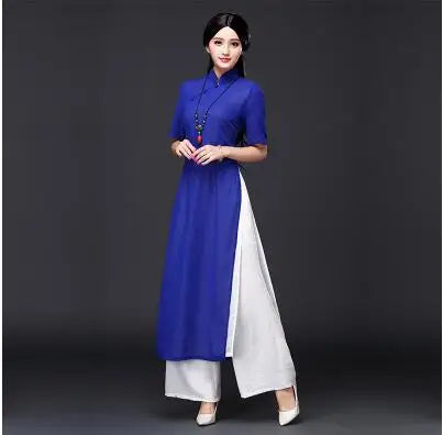 Traditional Vietnam Áo Dài Summer Dress (dress+pants set)