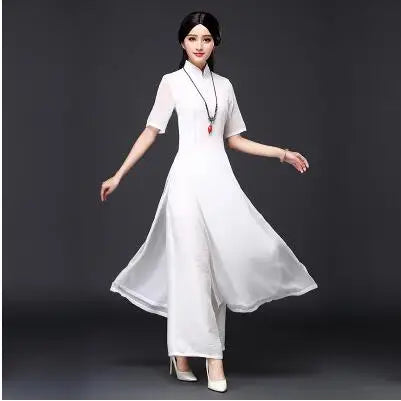 Traditional Vietnam Áo Dài Summer Dress (dress+pants set)