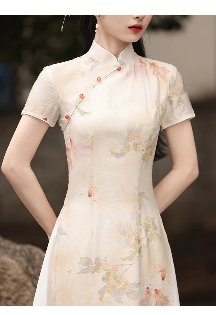 Vietnam Áo Dài Women Summer Dress Vintage Qipao