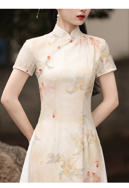 Vietnam Áo Dài Women Summer Dress Vintage Qipao