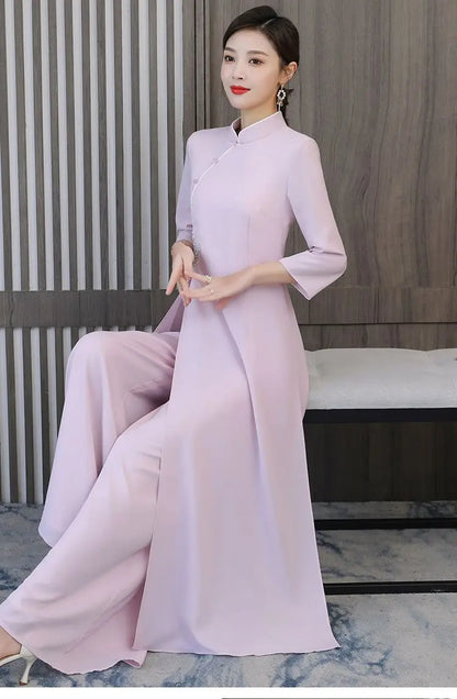 Traditional Vietnam Áo Dài (Vintage dress+pants set), Banquet Evening Dress Vestido