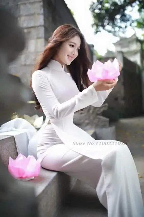 2025 Vietnam Áo Dài traditional chiffon (dress+pants set)