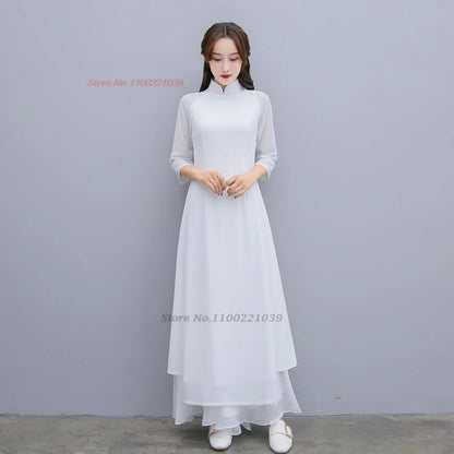 2025 Traditional Áo Dài Cheongsam, banquet evening dress tea service hanfu dress