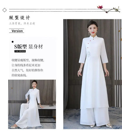 Traditional Vietnam Áo Dài (Vintage dress+pants set), Banquet Evening Dress Vestido