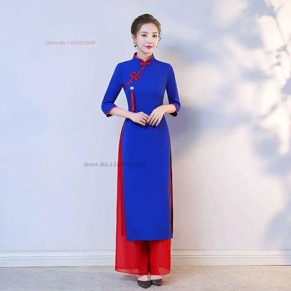 2025 traditional Áo Dài (dress+pants set), banquet evening dress vestido