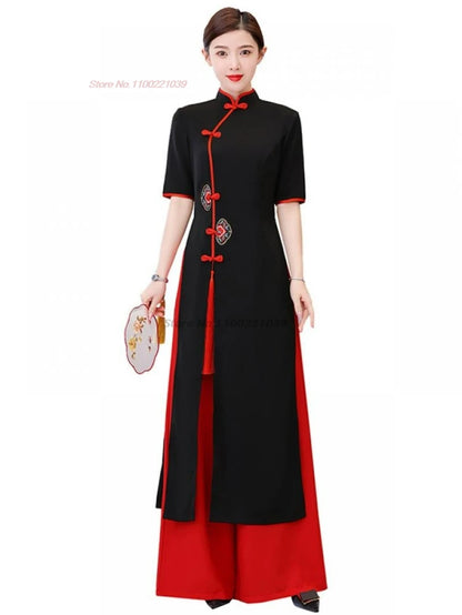 2025 Vietnam traditional Áo Dài (dress+pants set), banquet party dance dress
