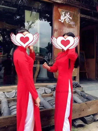 2025 Vietnam Áo Dài traditional chiffon (dress+pants set)