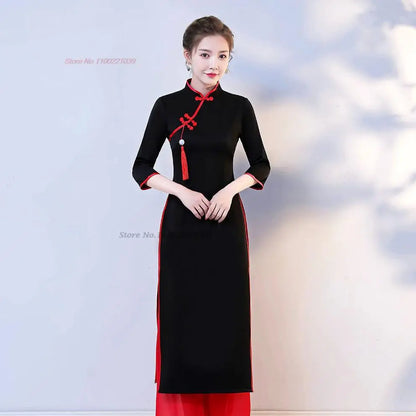 2025 traditional Áo Dài (dress+pants set), banquet evening dress vestido