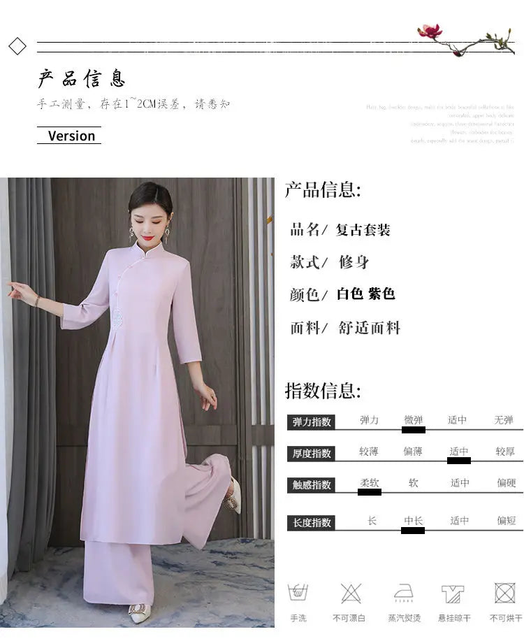 Traditional Vietnam Áo Dài (Vintage dress+pants set), Banquet Evening Dress Vestido