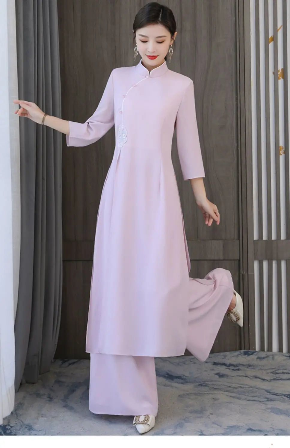 Traditional Vietnam Áo Dài (Vintage dress+pants set), Banquet Evening Dress Vestido