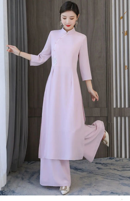 Traditional Vietnam Áo Dài (Vintage dress+pants set), Banquet Evening Dress Vestido