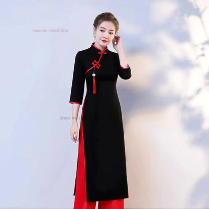 2025 traditional Áo Dài (dress+pants set), banquet evening dress vestido
